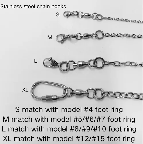 Miniatura 4 de Cadena de pie de pájaro cuerda de entrenamiento de acero inoxidable volador con correa de cuero para muñeca de loro al aire libre, anillo