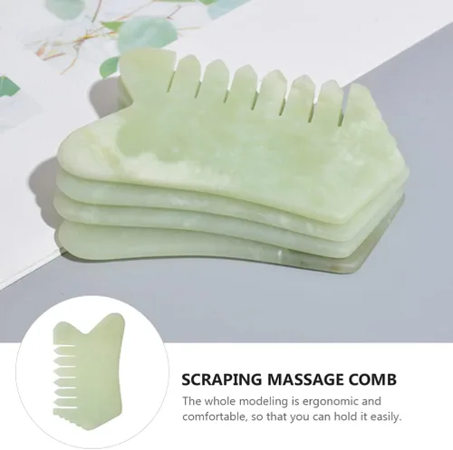 Miniatura 7 de Healifty Masajeador de cuero cabelludo con peine de jade, peine masajeador de cabello de jade verde natural para masaje de cabeza y relajación