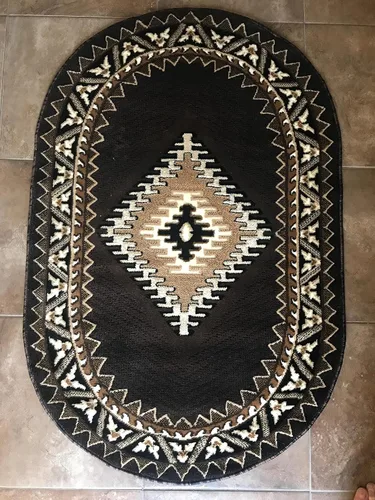 Miniatura 30 de Kingdom South West - Alfombra ovalada de nativos americanos, diseño bereber beige, D143 (3 pies x 4 pies 7 pulgadas, ovalada)