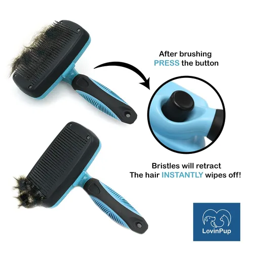 Miniatura 4 de Cepillo Slicker para Mascotas - Cepillo Autolimpiante para Perros y Gatos con Cerdas Retráctiles para Todo Tipo de Pelo - Púas de Masaje Eliminan