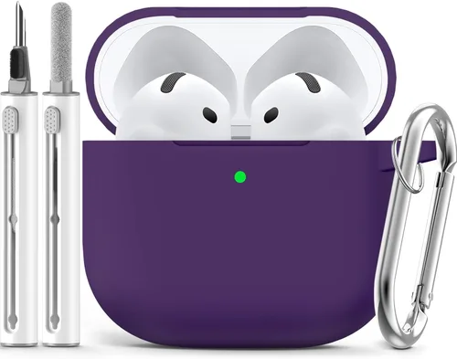 Miniatura 40 de Ljusmicker – Funda para AirPods 4 (2024) con cierre magnético en la tapa y juego de limpieza, funda protectora de silicona suave para Apple AirPods
