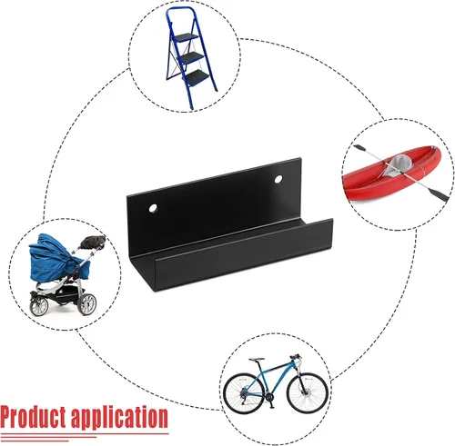 Miniatura 4 de Blulu 4 piezas de escalera de pared para carretilla de acero para garaje, gancho de almacenamiento para carretilla, organizador de almacenamiento