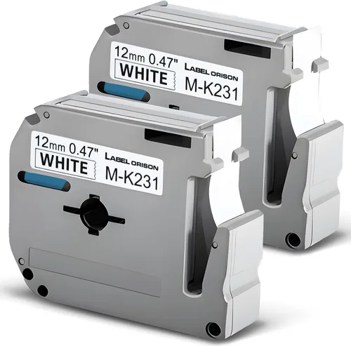 Paquete de 2 cintas de etiquetas compatibles con Brother M-231 MK231 P-Touch M M231 M-k231 para PT-M95 PT-90 PT-70BM PT-65 PT-85, negro sobre blanco
