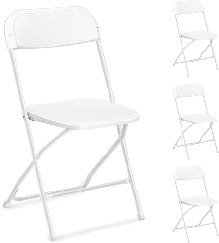 Miniatura 12 de FCH Silla plegable negra, marco de metal plegable con asiento de plástico sólido, portátil para eventos y fiestas, juego de comedor al aire libre