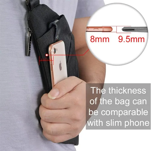 Miniatura 8 de OSOCE Bolso bandolera ligero, antirrobo para mujeres y hombres, bolsa cruzada de hombro casual, bolsa deportiva, para viajes, senderismo, color Negro