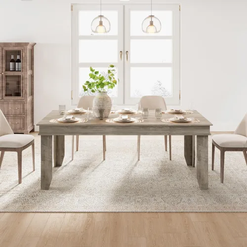 Miniatura 11 de GarveeHome Mesa de comedor de granja para 6-8 personas, mesas de cocina de 71 pulgadas de largo con marco resistente de madera, mesa rectangular