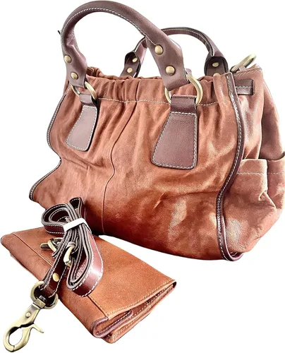 Miniatura 5 de NatCole Bolso de piel de becerro con una cartera a juego, Marrón