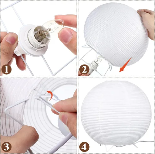 Miniatura 8 de Lámpara de mesa de papel con bombilla E14, luz suave y cálida para dormitorio, lámpara decorativa de papel de arroz para dormitorio, lámpara