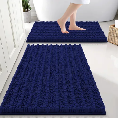 Miniatura 34 de Smiry Juego de 2 alfombras de baño, suaves y absorbentes, parte trasera de goma antideslizante, lavables a máquina, juego de alfombras de baño