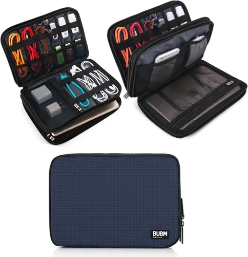 Miniatura 11 de Organizador de equipaje con doble capa para viajes BUBM, para llevar dispositivos y accesorios electrónicos., Azul, 2 capas M