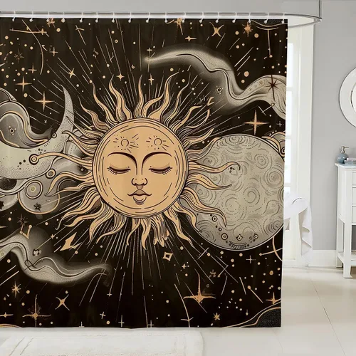Miniatura 28 de Butterfly Shower Curtain Bohemian Bathroom Shower Curtain Set for Kids Adult Sun Moon Bath Curtain Yellow Butterfly Waterproof Curtains Room Decor