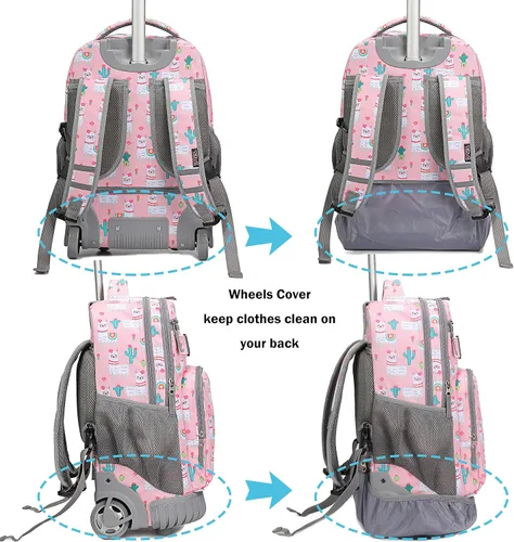 Miniatura 5 de Tilami Mochila con ruedas, mochila para laptop de 19 pulgadas con ruedas y lonchera