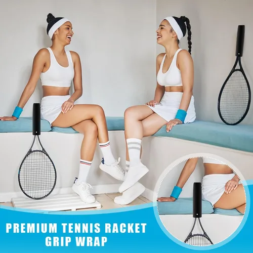 Miniatura 6 de Blueweenly 4 fundas para mango de raqueta de tenis, cubierta de agarre de raqueta de tenis, mango protector extraíble antideslizante de lona
