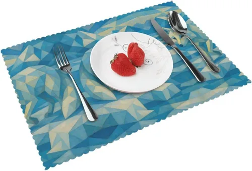 Miniatura 15 de Rectangular Placemats Set of 4, Heat Resistant Beach Sand Texture Printed Kitchen Dining Table Mats