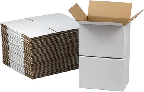 Miniatura 20 de Cajas de envío de 4 x 4 x 4 pulgadas, juego de 40, caja de cartón corrugado blanca para envío postal de documentación para pequeñas empresas Blanco