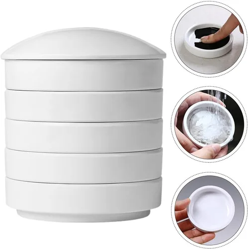 Miniatura 7 de ARTIBETTER Disco de tinta de cerámica de porcelana de 5 capas apilable, paleta de pintura de 4.33 x 3.89 x 3.89 pulgadas, paleta de acuarela