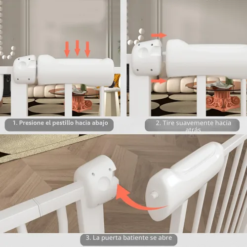 Miniatura 3 de Fairy Baby Puerta de bebé extra ancha para puertas, puertas de seguridad de cierre automático para dormitorio, se adapta a 57.5 pulgadas a 62