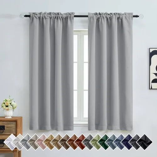 Miniatura 213 de OVZME Cortinas opacas turquesa para tratamiento de ventanas pequeñas, cortinas cortas con bloqueo de luz para ventana de cocina sobre el fregadero