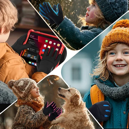 Miniatura 7 de rivmount Guantes de invierno cálidos para niños, pantalla táctil, impermeables, ciclismo, correr, esquí, al aire libre, clima frío para niños y niñas