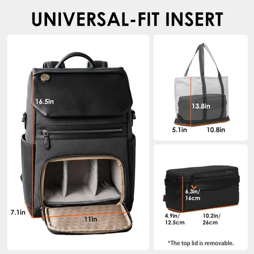 Miniatura 3 de TARION - Bolsa acolchada para cámara con marco protector DSLR interior organizador Se adapta a 1 cámara y 2 lentes: tapa extraíble compatible