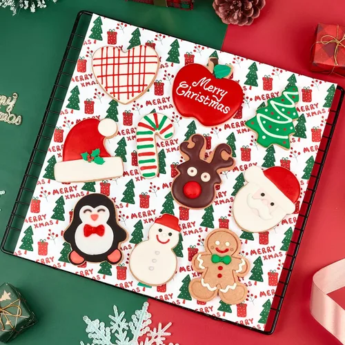 Miniatura 5 de Ocmoiy 100 hojas de papel encerado de Navidad de 10 x 10 pulgadas, papel de regalo para sándwich, pergamino decorativo de colores para envolver