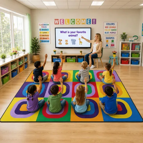 Miniatura 19 de Alfombra para Niños, Alfombra de Oruga Arcoíris ABC Letras del Alfabeto Tapete Educativo - 5x7 Pies Alfombra de Área de Aprendizaje con Respaldo