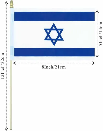 Miniatura 2 de Paquete de 25 banderas israelíes pequeñas de mano con bandera israelí en palo de 5 x 8 pulgadas