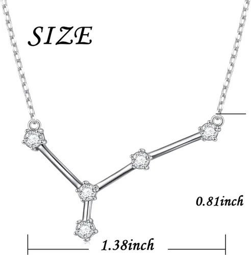Miniatura 6 de Dije de astrología en plata esterlina de 925 con circonias cúbicas, 12 constelaciones de los signos del horóscopo. Regalo de cumpleaños para mujeres