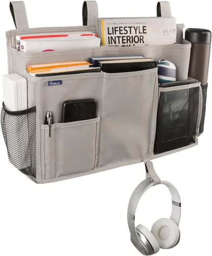 Miniatura 2 de Surblue Organizador de cama colgante para mesita de noche, bolsa de almacenamiento con bolsillo para literas y camas de hospital, habitaciones