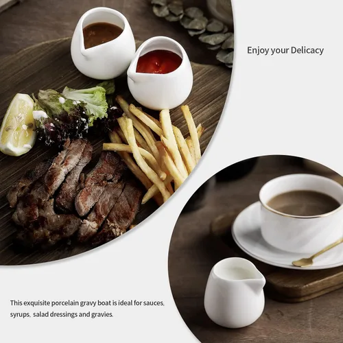 Miniatura 5 de Jarras de crema de cerámica de 3 onzas, mini jarra de crema, cremas clásicas de porcelana blanca para café, té, leche, mermelada, salsas, paquete