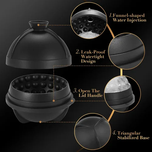 Miniatura 3 de ACOOKEE Juego de 2 Moldes Novedosos para Hacer Hielo con Forma de Pelota de Golf, Divertidos Regalos de Golf para Hombres Golfistas, Moldes Redondos