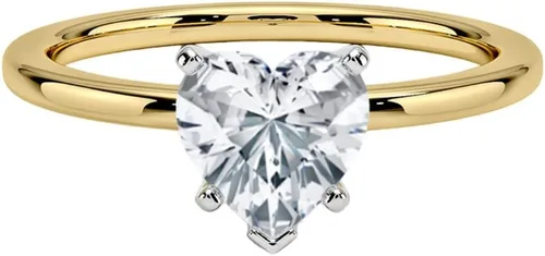 Ssjewel - Anillos solitarios clásicos con forma de corazón de 2 quilates, con acabado de oro amarillo de 14 quilates, plata de ley 925 fina, hechos