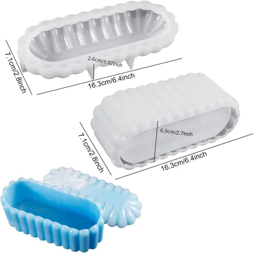 Miniatura 7 de Caja de almacenamiento, molde de resina, moldes de caja de silicona rectangular, molde de fundición de resina epoxi ovalada, molde de contenedor