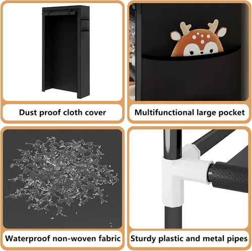 Miniatura 8 de Laiensia Organizador vertical para zapatos de 5 niveles, organizador de almacenamiento de zapatos que ahorra espacio, cubierta no tejida, estante