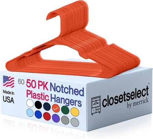 Miniatura 13 de Perchas de plástico, paquete de 50, colgador de ropa fuerte y ahorrador de espacio, fabricado en EE. UU., colgador de plástico perfecto para camisas