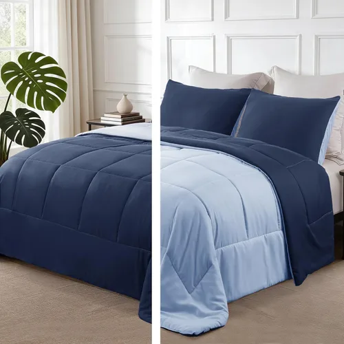 Miniatura 20 de Exclusivo Mezcla Juego de edredón ligero reversible tamaño individual, edredón alternativo al plumón con 1 funda de almohada, juego de ropa de cama