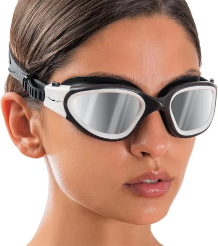 Miniatura 28 de AqtivAqua DX - Gafas de natación con visión amplia para adultos, hombres y mujeres, antiempañamiento y sin fugas Gafas negras + funda plateada