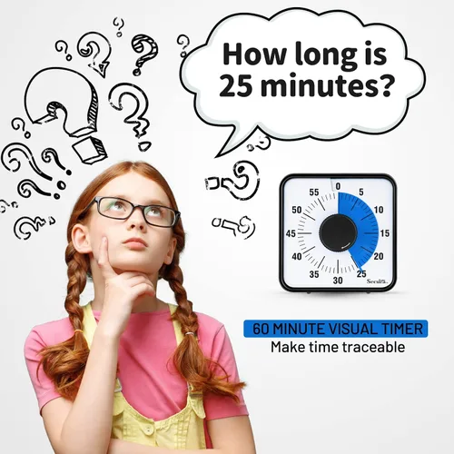 Miniatura 2 de Secura Home - Temporizador visual de 7.5 pulgadas, temporizador de cuenta atrás de 60 minutos extragrande para niños, herramienta mecánica de Azul