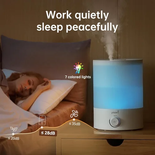 Miniatura 8 de YOGIN Humidificadores para Dormitorio Habitación Grande, Llenado Superior 2.5L Humidificadores Ultrasónicos de Niebla Fría para Guardería de Bebé