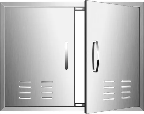 Puertas de cocina para exteriores, 30 pulgadas de ancho x 21 pulgadas de alto, puertas de acceso para barbacoa de acero inoxidable con rejillas de