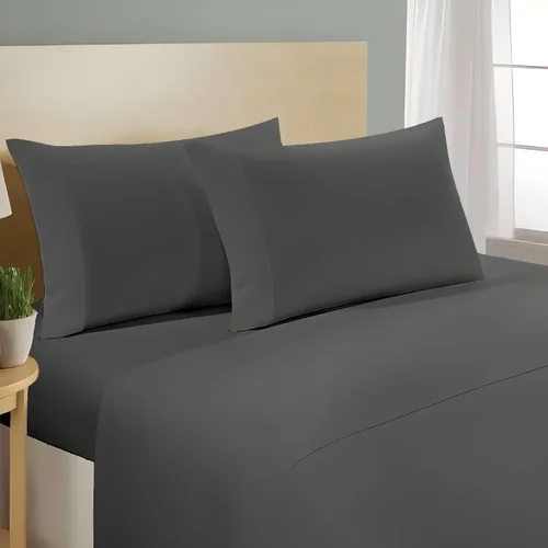 Miniatura 3 de SlumberWell Giza Sheets Twin - Sábanas de 100% algodón egipcio Giza - Juego de 4 piezas - Tamaño individual - Gris oscuro sólido