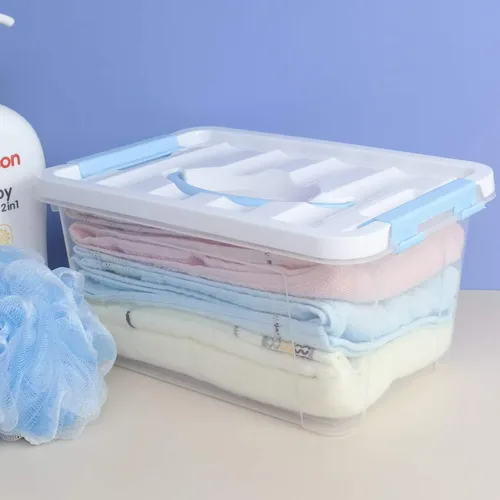 Miniatura 4 de Caja de almacenamiento de plástico de 6 litros, contenedor de almacenamiento transparente con tapas, juego de 6