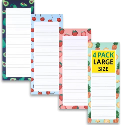 4 blocs de notas magnéticos grandes – Bloc de notas grandes para lista de comestibles, lista de compras, lista de tareas, recordatorios, parte