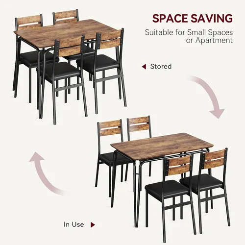 Miniatura 6 de GarveeHome Mesa de comedor para 4, juego de mesa pequeña y sillas de 4, juego de dinette cuadrado para 4, juego de 5 piezas para cocina y comedor
