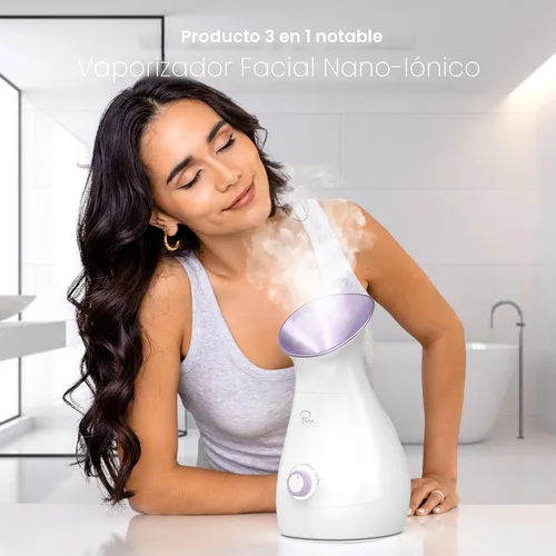Miniatura 5 de NanoSteamer - Vaporizador facial nano iónico grande 3 en 1 con control preciso de temperatura - Humidificador - Desobstruye los poros - Puntos