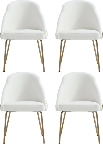 Miniatura 16 de Manhattan Comfort Gracie - Juego de 1 sillas de comedor modernas de piel sintética, asiento tapizado de piel sintética, patas de acero, espuma