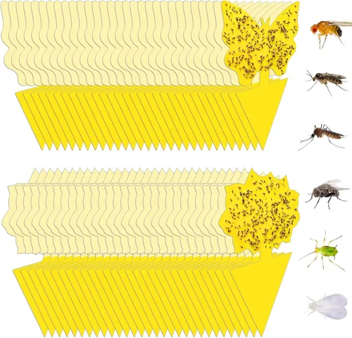 Miniatura 12 de Pack de 120 trampas adhesivas para moscas de la fruta, trampas pegajosas para interiores para matar mosquitos y mosquitos voladores, trampa