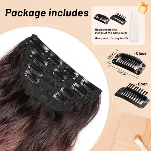 Miniatura 5 de 4 piezas de extensiones de cabello rizado con clip, color dorado oscuro, mezcla de rubio beige, sintético de 20 pulgadas de largo, extensiones