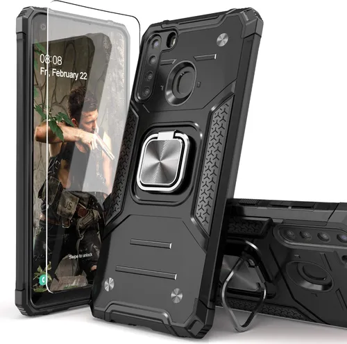 Miniatura 14 de Funda para Galaxy A15 con protector de pantalla negro para hombres y niños, cubierta híbrida de prueba de caídas con soporte para tarjeta de montaje