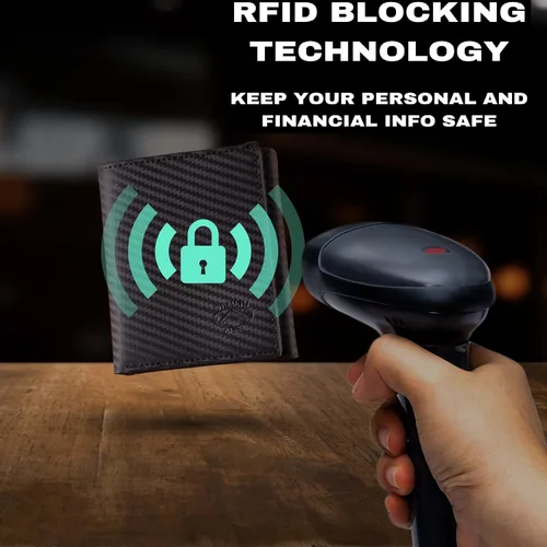 Miniatura 28 de Stealth Mode Cartera de cuero triple RFID para hombres con soporte de identificación abatible (negro)